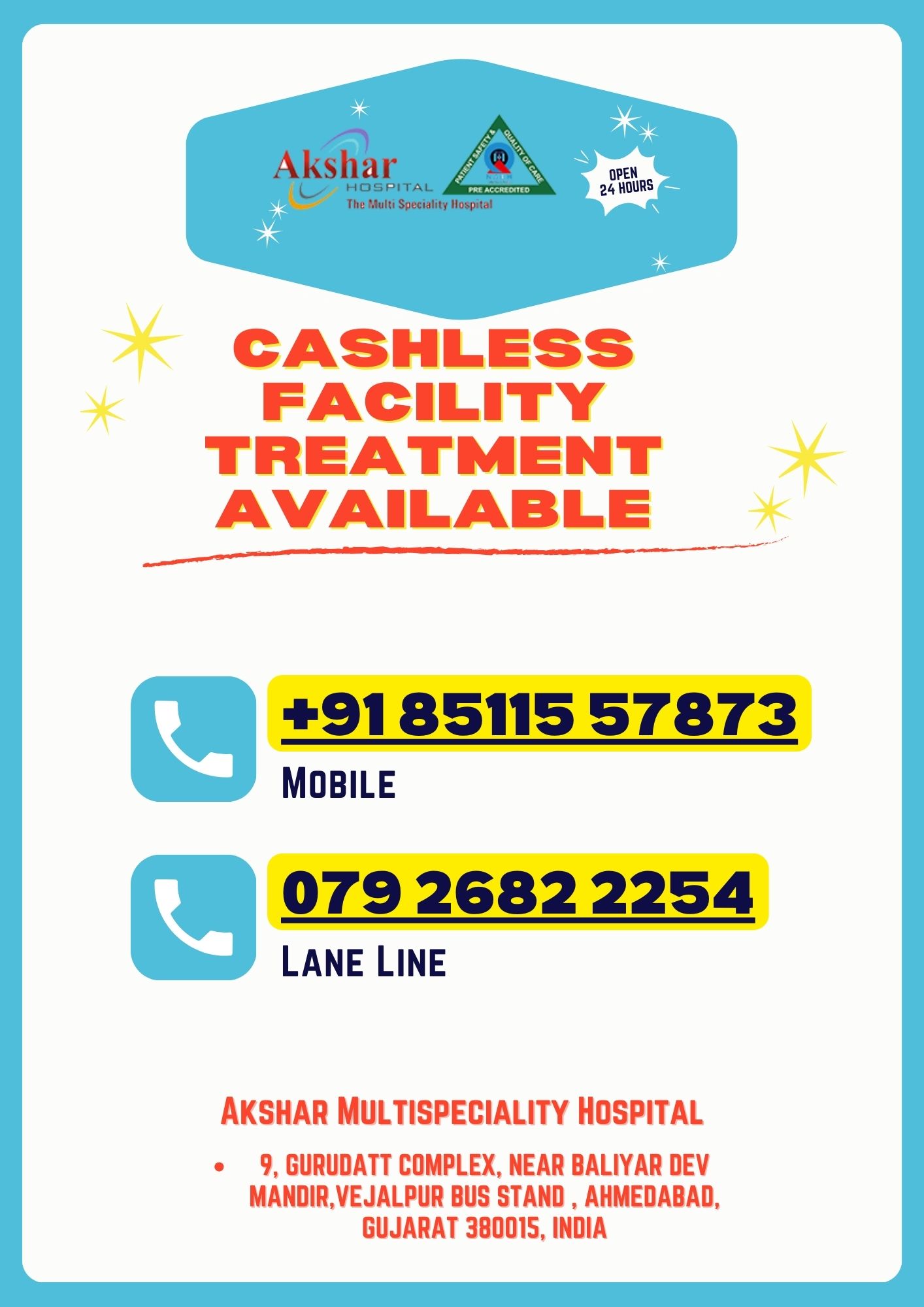 cashless facility treatment available